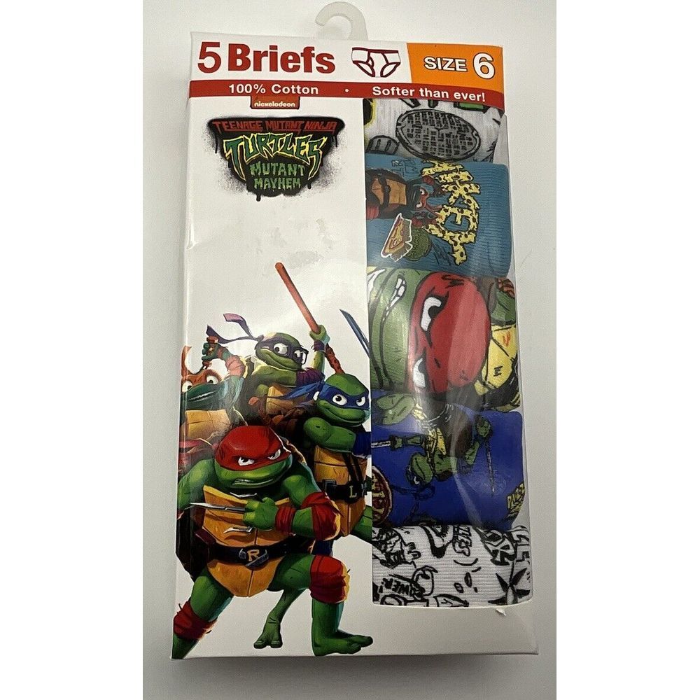 New Boys Teenage‎ Mutant Ninja Turtles 5 Pack Briefs Size 6-Handcraft